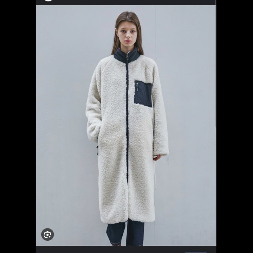 Korean style long Sherpa jacket coat brown